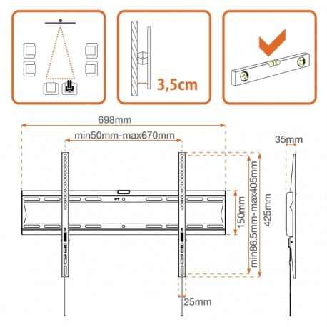 Metronic-451043-Supporto-TV-a-parete-1778-cm--70--Nero