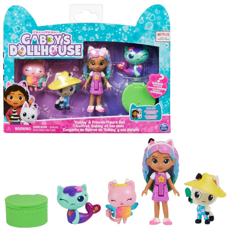 Gabby-s-Dollhouse--Set-di-personaggi-Gabby-e-i-suoi-amici-con-bambola-di-Gabby-Arcobaleno