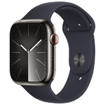 Apple Watch Series 9 GPS + Cellular Cassa 45m in Acciaio inossidabile Grafite con Cinturino Sport Band Mezzanotte - S/M