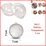 Set 2 Palline trasparenti decorative da 7 cm apribili decorazioni natalizie vintage addobbi per albero di natale creazioni regali