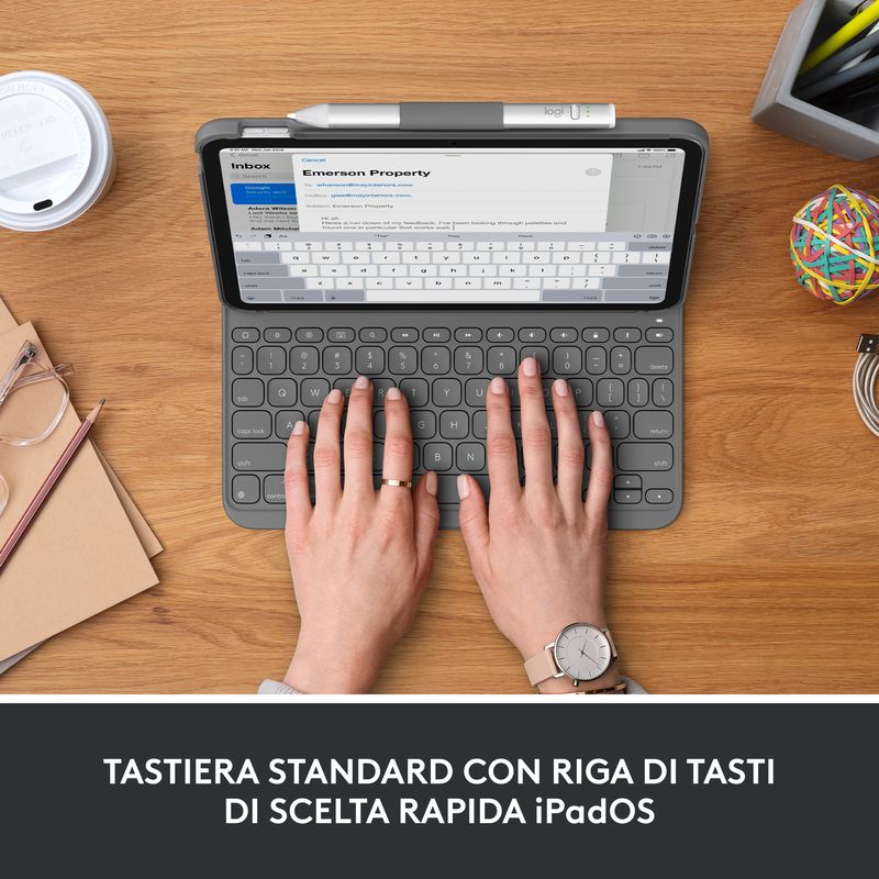 Logitech-Slim-Folio-Grigio-Bluetooth-QWERTY-Italiano