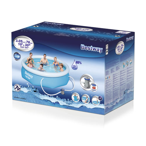 Bestway-Fast-Set-Piscina-Autoportante-Rotonda-mis.-305xh76-cm---colore-azzurro---con-pompa-a-filtro