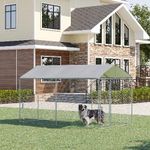 PawHut Kennel per Cani in Metallo Galvanizzato con Tettuccio in Tessuto Oxford e Porta con Blocco, 400x230x232cm, Argento