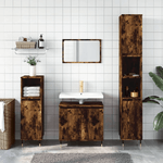 vidaXL Set Mobili da Bagno 3 pz Rovere Fumo in Legno ingegnerizzato