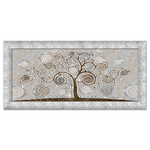 Lupia - Quadro moderno su tela con cornice argento e glitter PRINCE 63x133 cm TREE MIX SILVER, albero della vita, per camera da letto e soggiorno