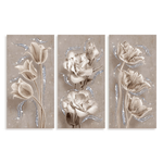 Lupia - Set 3 pezzi Quadri su tela tema floreale Canvas Day Brillant con glitter 38x75 cm FLOWER SHABBY