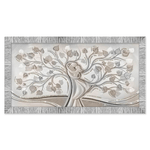 Lupia - Quadro Moderno Camera da letto con cornice GIOVY Bianca Argento ALBERO ABBRACCIO MIX 60x110 cm, amore e famiglia con Glitter, per soggiorno