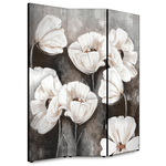 Lupia - Separe' per interni, Divisorio 135,6 x H 176 x P 3,1 cm POPPY WHITE paravento 3 Ante in legno con Tele stampate fronte retro Soggetto unico