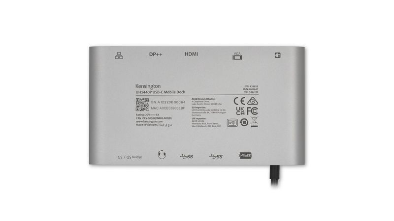 Kensington-Docking-station-portatile-senza-driver-doppia-uscita-video-UH1440P-USB-C-5-Gbps-–-DP-HDMI-VGA