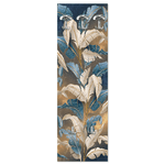 Lupia - Appendiabiti da parete tema foglie 46x125 cm LEAVES WHITE BLUE a pannello con stampa, guardaroba, attaccapanni muro con 5 ganci