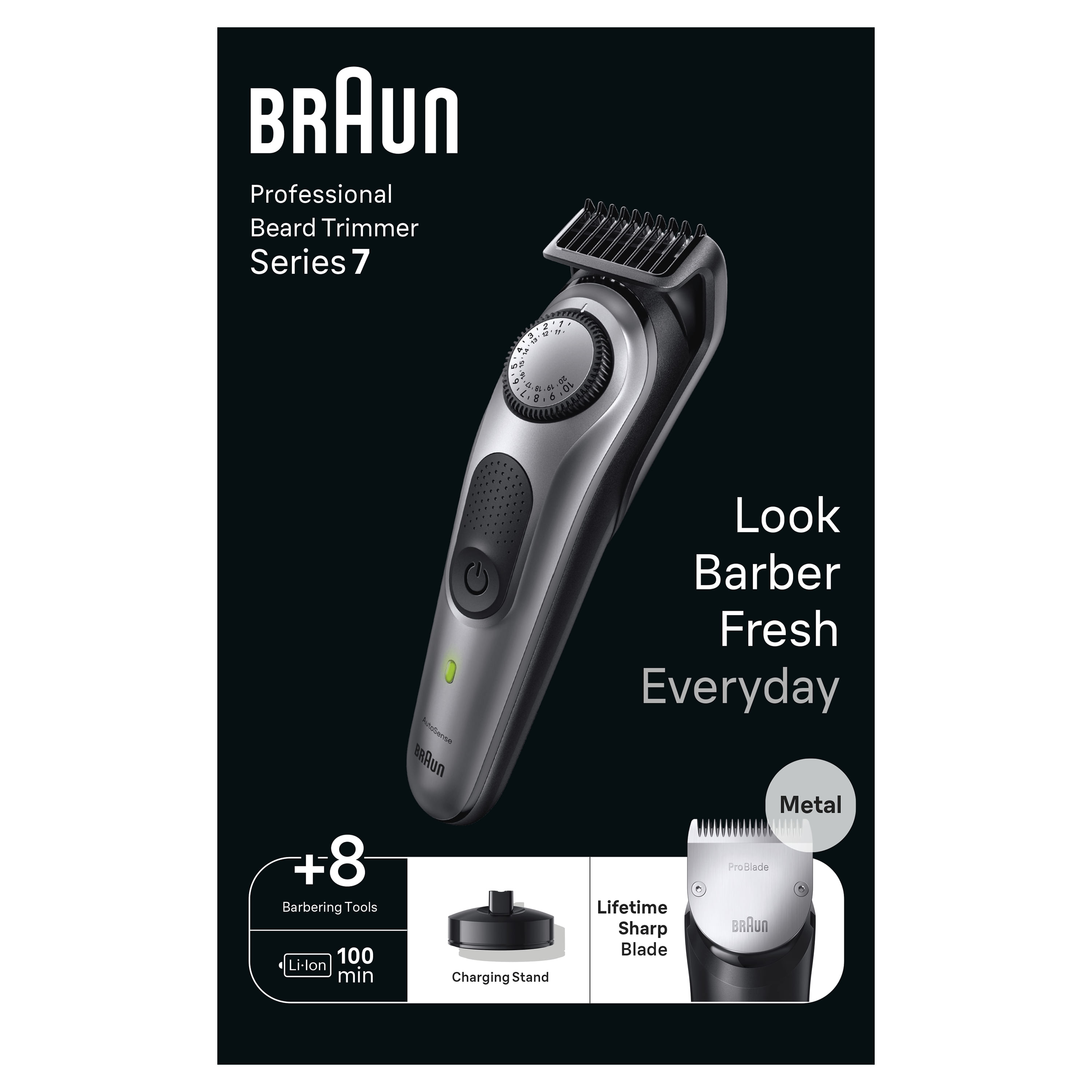 Braun BeardTrimmer 7 BT7420 Regolabarba Uomo Grigio Siderale