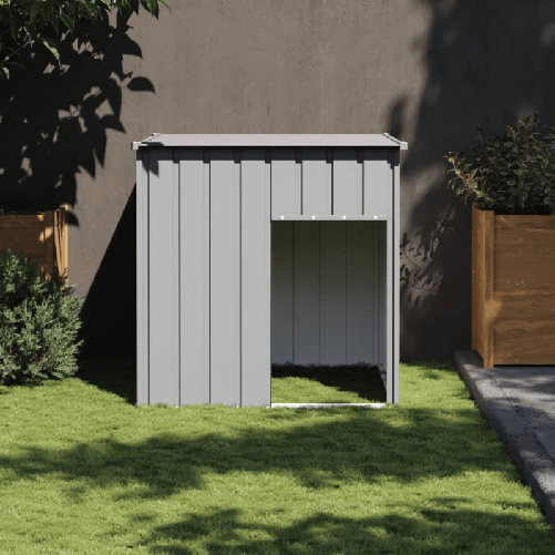 vidaXL Casetta Cani Tetto Grigio Chiaro 110x103x109 cm Acciaio Zincato