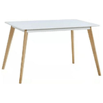 CASA COLLECTION  Tavolo Fisso Rettangolare Helma con Piano in Mdf Bianco e Gambe in Legno Naturale 120x80cm-H75cm