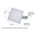 Faretto led incasso quadrato 12w vivalamp 3000k controsoffitto kit 5 pezzi