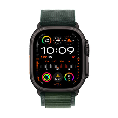 Apple-Watch-Ultra-2-GPS---Cellular-49mm-Cassa-Titanio-Nero-con-Dark-Green-Alpine-Loop---Medium