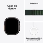 Apple-Watch-Ultra-2-GPS---Cellular-49mm-Cassa-Titanio-Nero-con-Dark-Green-Alpine-Loop---Medium