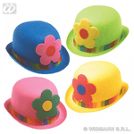 WIDMANN 2554B cappello bombetta clown feltro con fiore