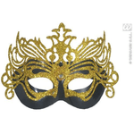 WIDMANN 6429W maschera gran carnevale nero/oro glitter a 2 s