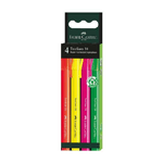 Faber-Castell Textliner 38 Confezione da 4 Pennarelli Fluorescenti - Corpo Fine - Punta a Scalpello - Linea Spessa e Fin