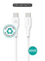 eSTUFF-ES604070-cavo-USB-05-m-USB-2.0-USB-C-Bianco--INFINITE-USB-C-to-USB-C-Cable---0.5m-White.-Recycled-Plastic.---Supe