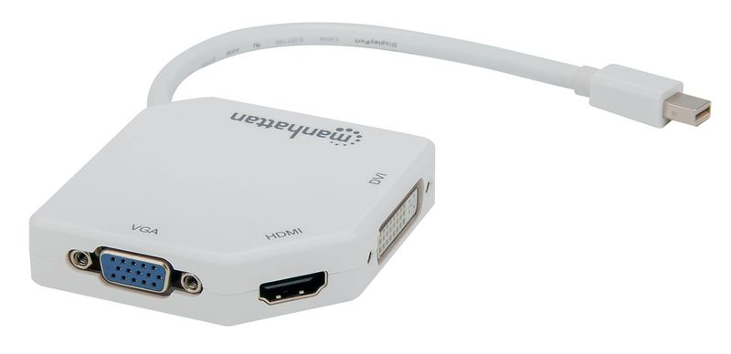 Manhattan-207362-cavo-e-adattatore-video-025-m-Mini-DisplayPort-DVI-I--VGA-D-Sub--HDMI-Bianco--MINI-DISPLAYPORT-2-DVI-HD