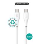 ESTUFF ES604170 cavo USB 1 m USB 2.0 USB C Bianco (INFINITE USB-C Cable 1m - White. Recycled Plastic. USB - 2.0. Support