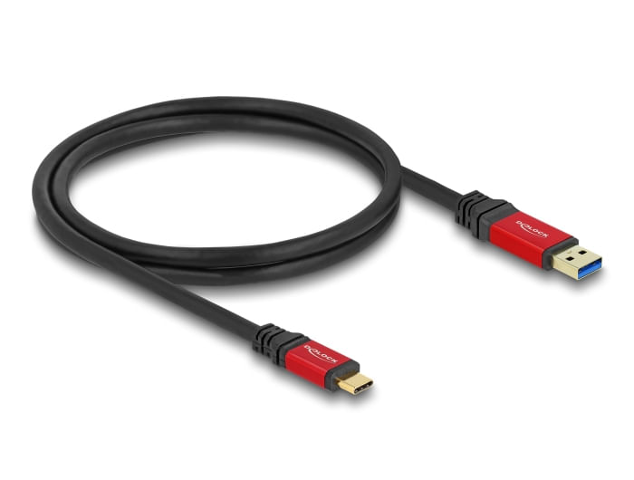 Delock-Cavo-USB-10-Gbps-USB-Tipo-A-maschio-1-m-rosso-in-metallo