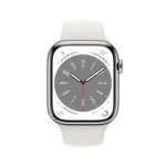 Apple-Watch-Series-8--GPS--Cellular--45mm-Eldestahlfeuse-Silver-Sports-Band-White