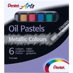 Pastelli a olio Pentel Confezione da 6 pastelli a olio metallizzati - Morbidi cremosi e ad asciugatura lenta - Colori me