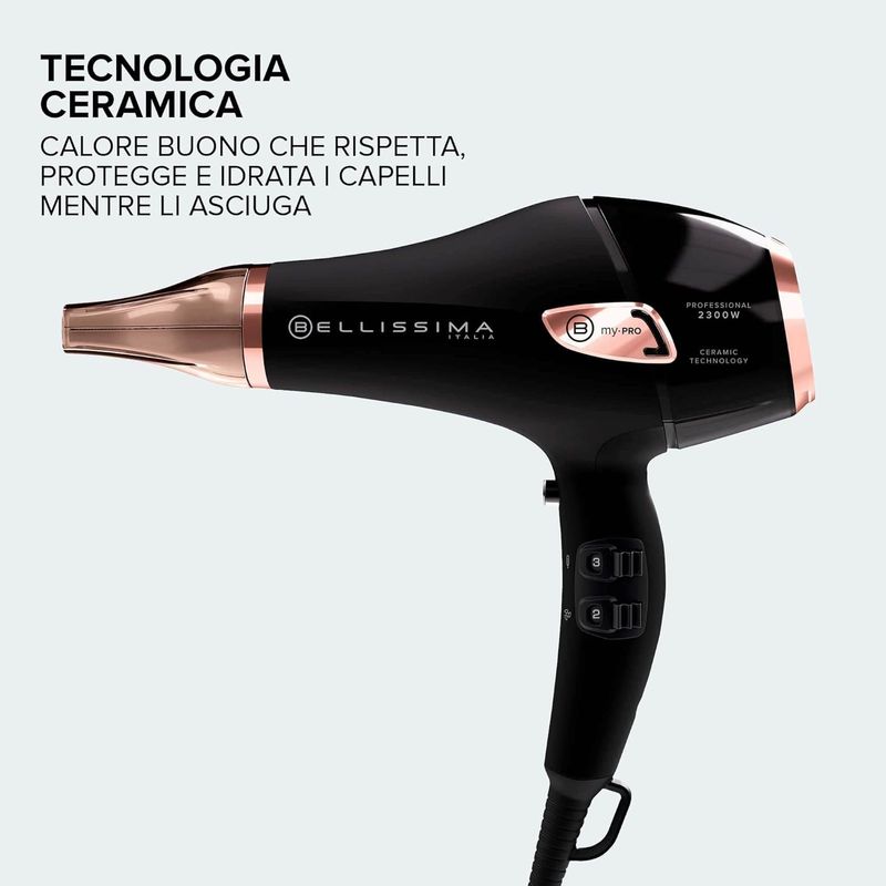 Bellissima-Asciugacapelli-Ceramic-P5-3800-Motore-AC-Professionale-Tecnologia-Ceramica-3-Accessori-2300-W