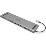 DIGITUS Dock USB-C 11 porte grigio 2x HDMI VGA USB-C 3x USB-A RJ45 1x 35mm SD/microSD