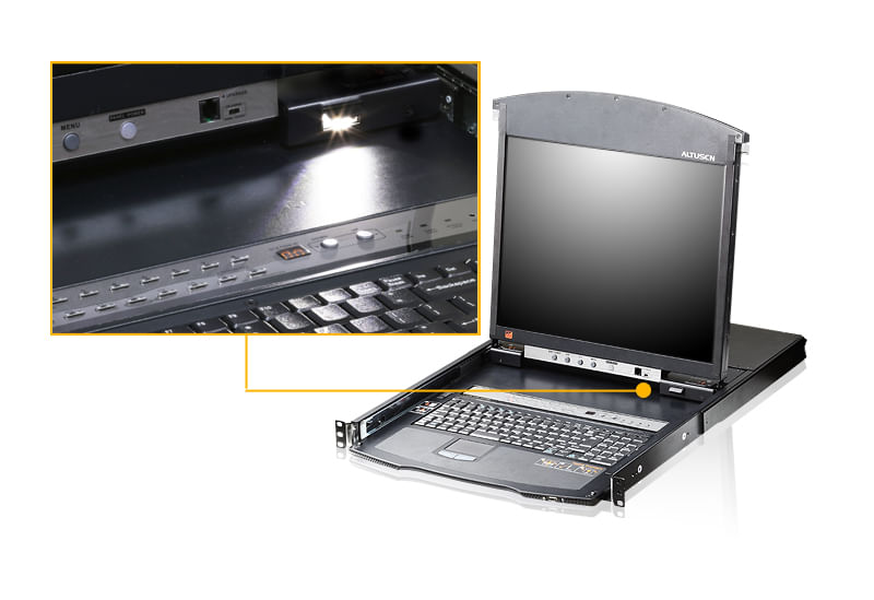 Aten-16-Port-Dual-Rail-LCD-17--KVM-Switch-LCD-console--Cat5-High-Density-KVM-Switch-KVM-over-IP--TASTIERA-INGLESE