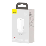 Caricatore da muro Baseus GaN2 Lite 65W USB  USB-C QC4 PD3.0 SCP FCP AFC bianco (CCGAN2L-B02)