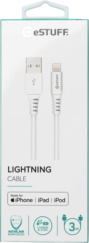 eSTUFF-ES601304-cavo-Lightning-3-m-Bianco--Lightning-Cable-MFI-3m-Whit---8Pin-Lightning---USB-A-Male---for-Apple-devices