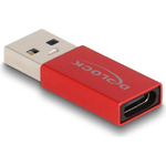 Delock Adattatore USB 10 Gbps USB Tipo-A maschio a USB Tipo-C femmina rosso attivo