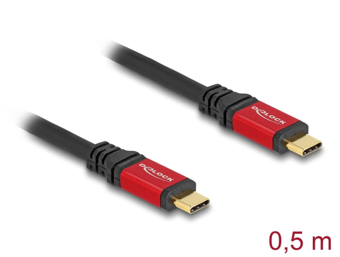 Delock-Cavo-USB-da-20-Gbps-Spina-USB-Type-C-da-05-m-rosso-in-metallo