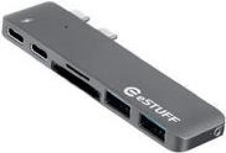 eSTUFF-ES84122-GREY-hub-di-interfaccia-USB-3.2-Gen-1-3.1-Gen-1-Type-C-5000-Mbit-s-Grigio--USB-C-Slot-in-Hub-Pro-Grey---A