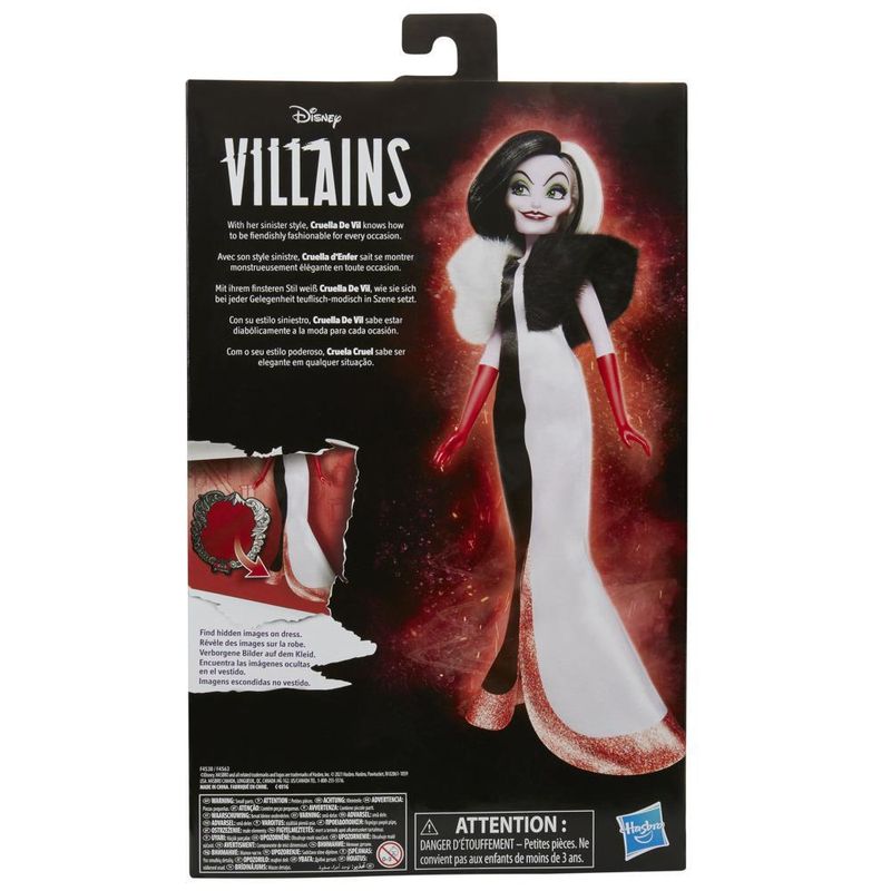 Disney-Villains---Crudelia-De-Mon-fashion-doll-con-accessori-e-vestiti-rimovibili-giocattolo-per-bambini-dai-5-anni-in-su