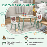 ZONEKIZ Set Tavolo e Sedie 3 Pezzi per Bambini 3-8 Anni in MDF e Legno di Pino, Verde