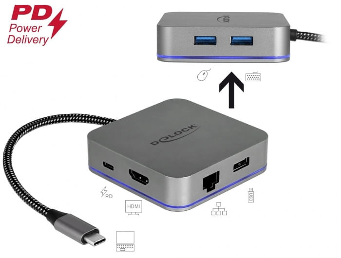 Delock-Docking-station-USB-C-per-dispositivi-mobili-4K---HDMI-Hub-LAN-PD3.0