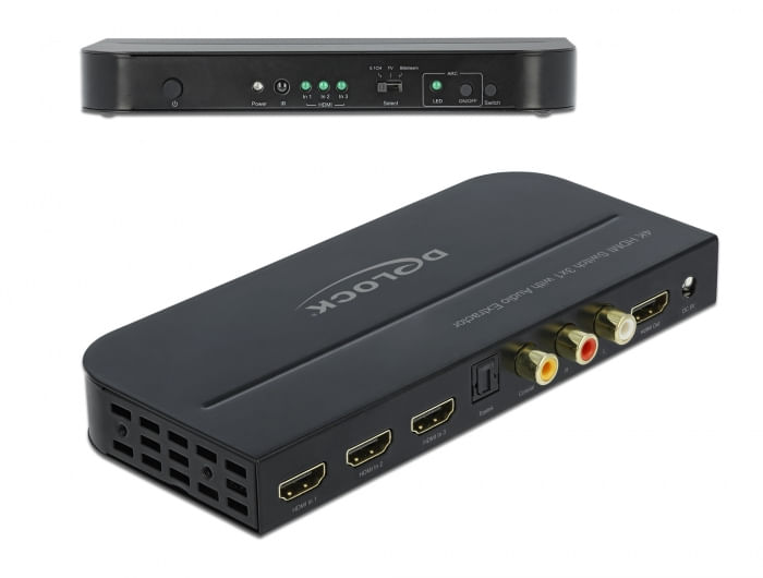 Delock-Switch-HDMI-3-ingressi-HDMI-a-1-uscita-HDMI-4K-60-Hz-con-estrattore-audio