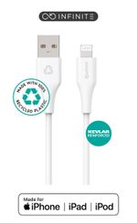 eSTUFF-ES601170-cavo-Lightning-1-m-Bianco--INFINITE-USB-A-to-Lightning---Cable-MFI-1m-White.-Recycled---Plastic.-Super-S