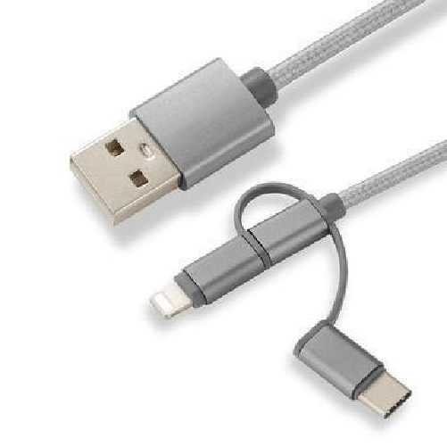 CoreParts-MOBX-ACC-003-cavo-USB-1-m-Micro-USB-A-Micro-USB-B-Grigio--3-in-1-adapters-Charging---cable-Micro-USB---USB-C-L