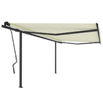 Tenda da Sole Retrattile Manuale con Pali 4,5x3,5 m Crema