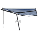 Tenda da Sole Retrattile Automatica Palo 400x300 cm Blu Bianca