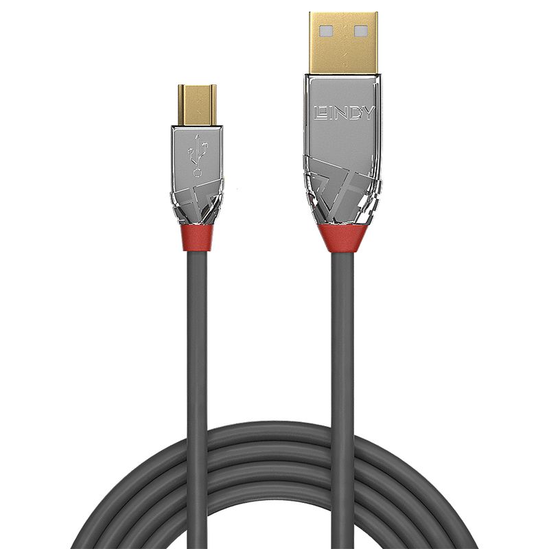 Lindy-36631-cavo-USB-1-m-USB-2.0-USB-A-Mini-USB-B-Grigio--1m-USB-2.0-Type-A-to-Mini-B---Cable-Cromo-Line---Warranty-120M