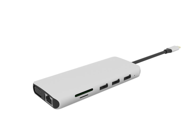 eSTUFF-ES623009-hub-di-interfaccia-USB-3.2-Gen-1-3.1-Gen-1-Type-C-5000-Mbit-s-Grigio--USB-C-12-in-1-Mobile-Hub---USB-3.2