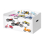 Lupia - Baule portagiochi in legno per bambini con stampa organizer L68xP28xH40 cm MOTO