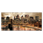 Lupia - Quadro moderno Stampa su Tela tema city urbano CANVAS WORLD 65x149 cm BRIDGE AT NIGHT