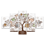 Lupia - Quadro Moderno Albero della vita 5 pezzi in legno VOGUE 83X145 cm TREE WHITE